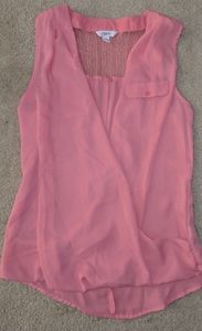 Candies v neck tank top - Pink - medium - - lace back - Plunging V Neck Front